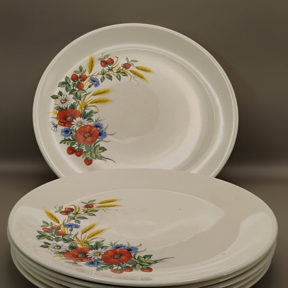 vintage Edwin Knowles ceramic dinner plate wildflowers design circa 1940s - 50s